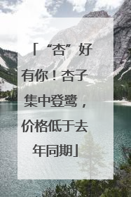 “杏”好有你！杏子集中登鹭，价格低于去年同期