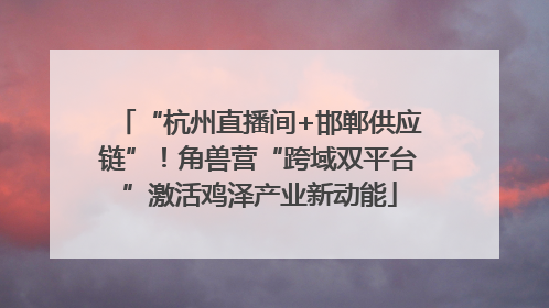 “杭州直播间+邯郸供应链”！角兽营“跨域双平台”激活鸡泽产业新动能