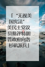 “无视美国宪法” 美民主党议员批评特朗普政府向洛杉矶派兵