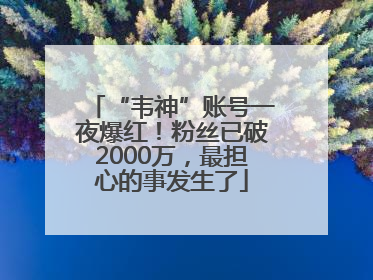 “韦神”账号一夜爆红！粉丝已破2000万，最担心的事发生了