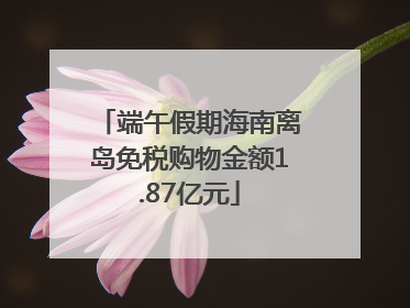端午假期海南离岛免税购物金额1.87亿元