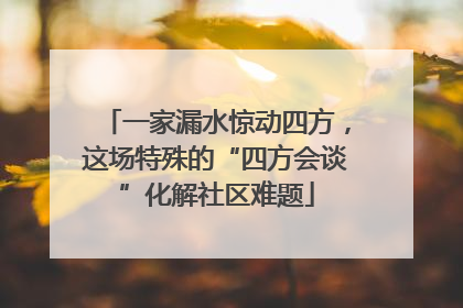 一家漏水惊动四方，这场特殊的“四方会谈”化解社区难题