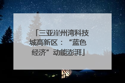 三亚崖州湾科技城高新区：“蓝色经济”动能澎湃