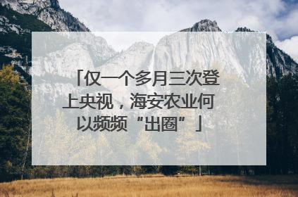 仅一个多月三次登上央视，海安农业何以频频“出圈”