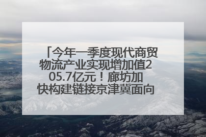 今年一季度现代商贸物流产业实现增加值205.7亿元！廊坊加快构建链接京津冀面向全世界的物流通道