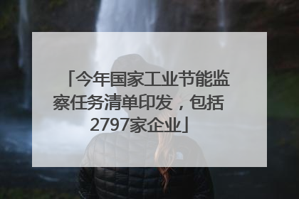 今年国家工业节能监察任务清单印发，包括2797家企业