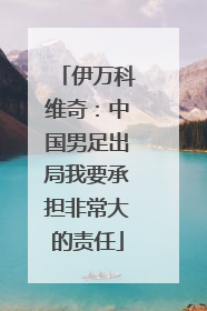 伊万科维奇：中国男足出局我要承担非常大的责任
