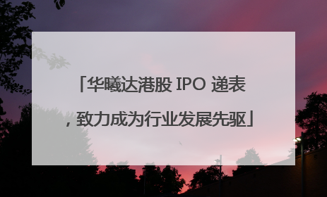 华曦达港股 IPO 递表，致力成为行业发展先驱
