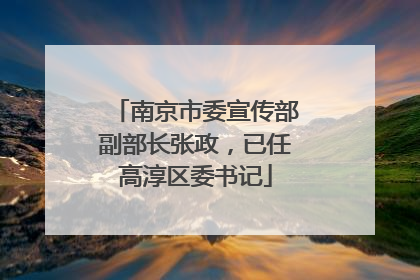 南京市委宣传部副部长张政，已任高淳区委书记