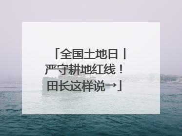 全国土地日丨严守耕地红线！田长这样说→
