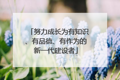 努力成长为有知识、有品德、有作为的新一代建设者