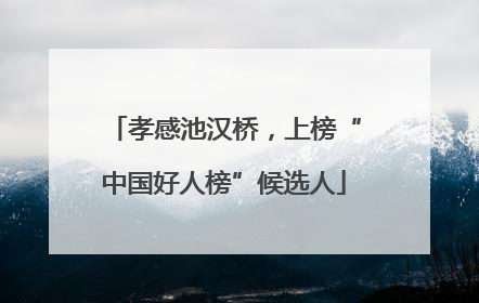 孝感池汉桥，上榜“中国好人榜”候选人