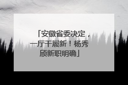 安徽省委决定，一厅干履新！杨秀颀新职明确