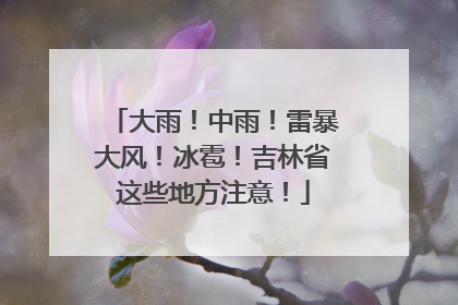 大雨！中雨！雷暴大风！冰雹！吉林省这些地方注意！