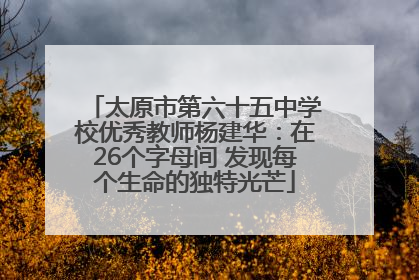 太原市第六十五中学校优秀教师杨建华：在26个字母间 发现每个生命的独特光芒