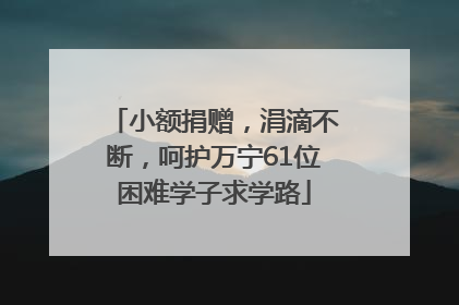 小额捐赠，涓滴不断，呵护万宁61位困难学子求学路