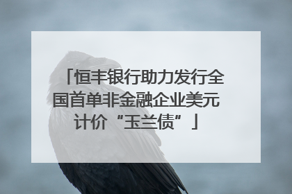 恒丰银行助力发行全国首单非金融企业美元计价“玉兰债”