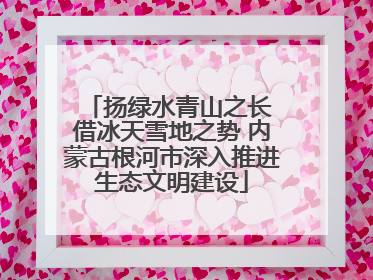 扬绿水青山之长 借冰天雪地之势 内蒙古根河市深入推进生态文明建设