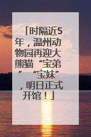时隔近5年，温州动物园再迎大熊猫“宝弟”“宝妹”，明日正式开馆！