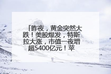 昨夜，黄金突然大跌！美股爆发，特斯拉大涨，市值一夜增超5400亿元！苹果传来大消息