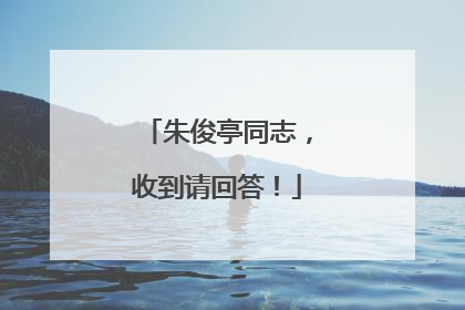 朱俊亭同志，收到请回答！
