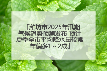 潍坊市2025年汛期气候趋势预测发布 预计夏季全市平均降水量较常年偏多1～2成