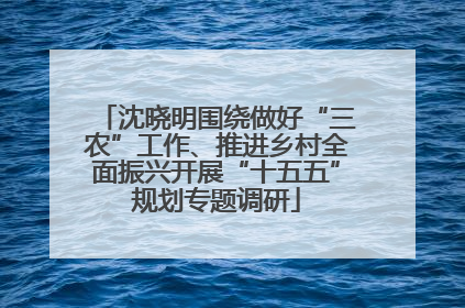 沈晓明围绕做好“三农”工作、推进乡村全面振兴开展“十五五”规划专题调研
