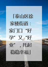 泰山区徐家楼街道：家门口“好孕”又“好业”，托起稳稳幸福
