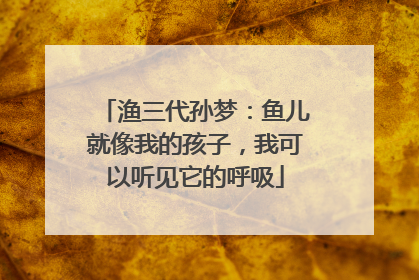 渔三代孙梦：鱼儿就像我的孩子，我可以听见它的呼吸