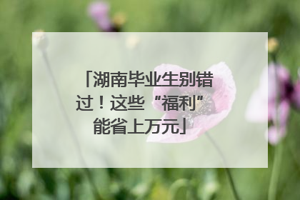湖南毕业生别错过！这些“福利”能省上万元