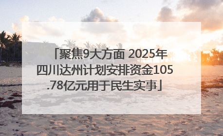 聚焦9大方面 2025年四川达州计划安排资金105.78亿元用于民生实事