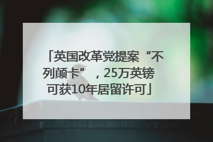 英国改革党提案“不列颠卡”，25万英镑可获10年居留许可