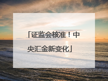 证监会核准！中央汇金新变化
