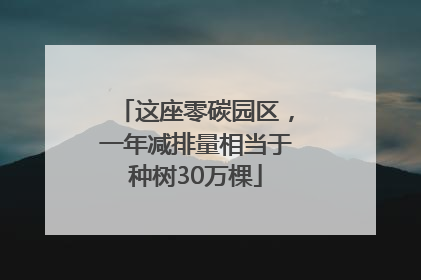 这座零碳园区，一年减排量相当于种树30万棵