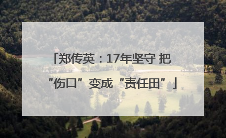 郑传英：17年坚守 把“伤口”变成“责任田”