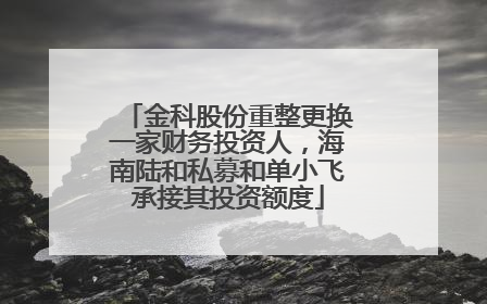 金科股份重整更换一家财务投资人，海南陆和私募和单小飞承接其投资额度