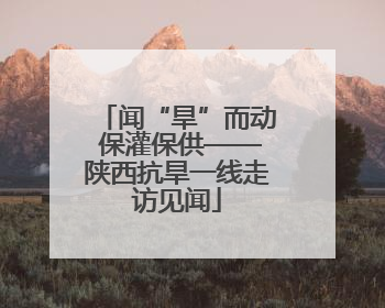 闻“旱”而动 保灌保供——陕西抗旱一线走访见闻