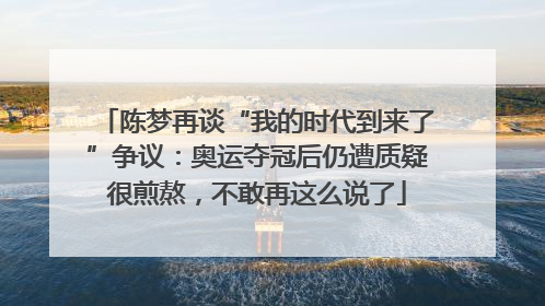 陈梦再谈“我的时代到来了”争议：奥运夺冠后仍遭质疑很煎熬，不敢再这么说了