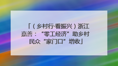 （乡村行·看振兴）浙江嘉善：“零工经济”助乡村民众“家门口”增收