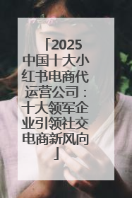 2025中国十大小红书电商代运营公司：十大领军企业引领社交电商新风向