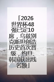 2026世界杯48强已定10席，乌兹别克斯坦创造历史首次晋级，约旦、韩国获出线名额